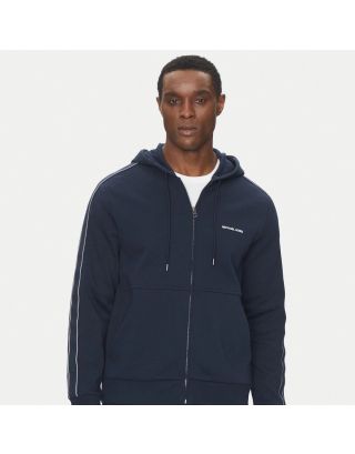 MICHAEL KORS LOGO TAPE COTTON BLEND ZIP-UP HOODIE CT4524K5MF - MIDNIGHT