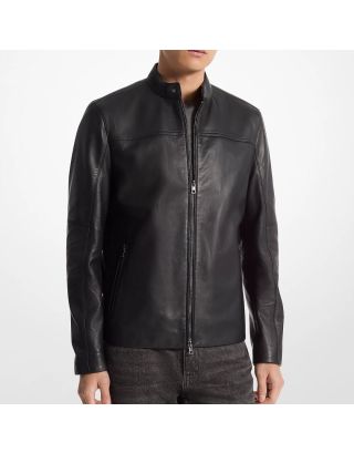 Michael Kors Men’s Leather Racer Jacket Cb98cf17ks – Black