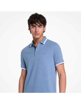 MICHAEL KORS MENS TIPPED GREENWICH COTTON POLO SHIRT CS2512720B – DK CHAMBRAY
