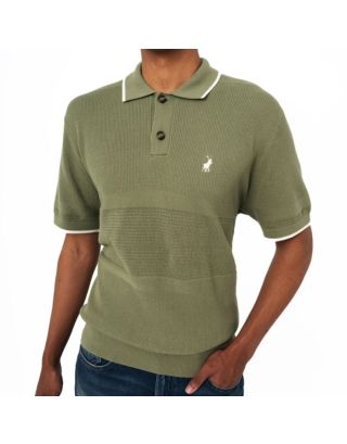 POLO MENS TEXTURED KNITTED SHORT SLEEVE GOLFER 0062491 FATIGUE