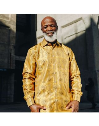 PRESIDENTIAL AFRICAN WAVE FORMAL SHIRT P24LT81LSHM GOLD