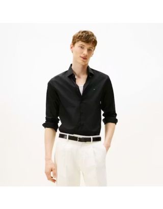 TOMMY HILFIGER FLEX SLIM FIT POPLIN MEN’S SHIRT MW0MW38347 BLACK