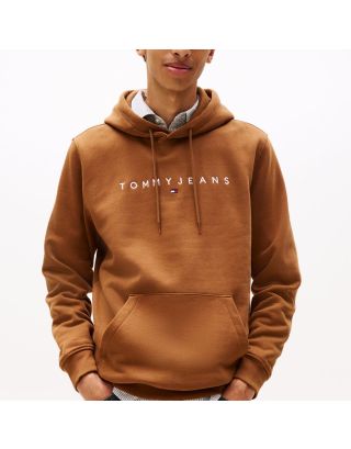 TOMMY JEANS LINEAR LOGO HOODIE DM0DM20746 PECAN NUT BROWN